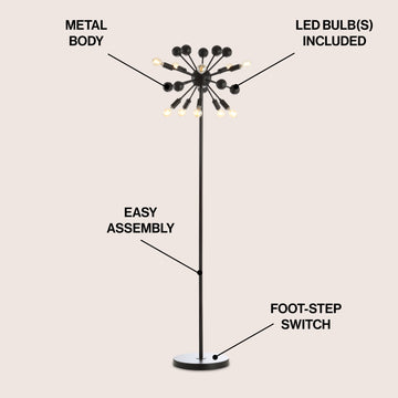 Orbit 63" Modern Sputnik Metal LED Floor Lamp - JONATHAN Y
